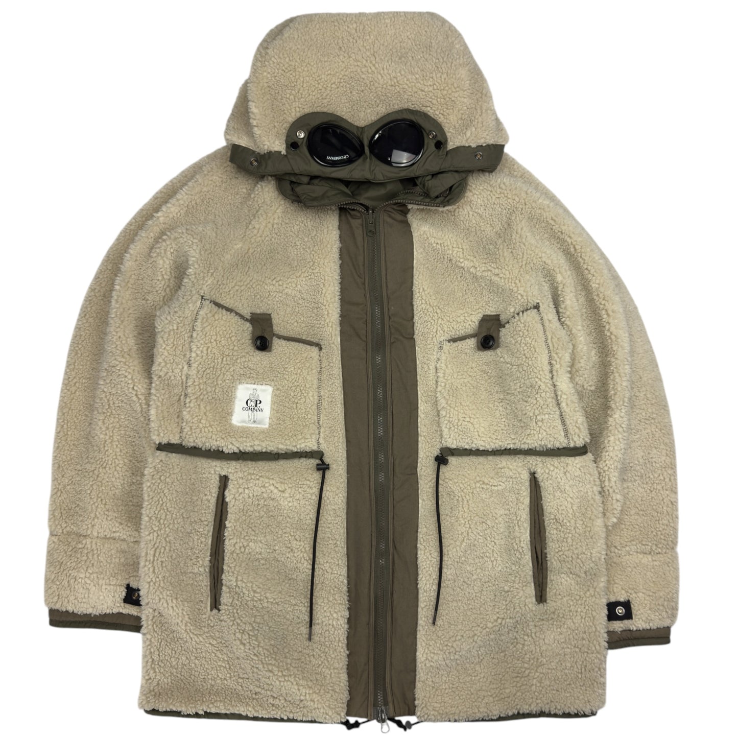 C.P. Company Reversible Cotton Fleece Goggle Jacket - Khaki