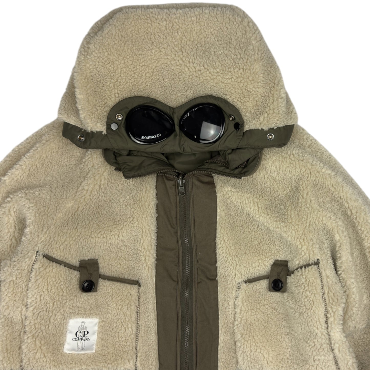 C.P. Company Reversible Cotton Fleece Goggle Jacket - Khaki