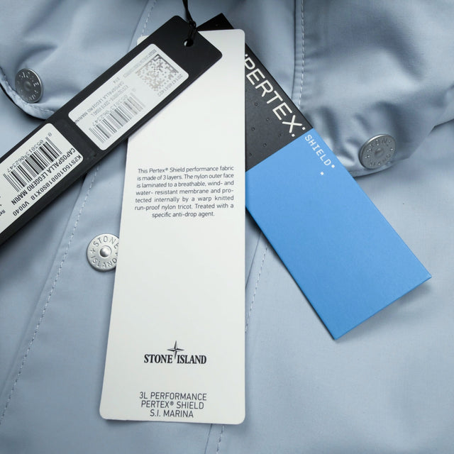 A/W 25 Stone Island Marina 3L Performance Pertex Shield Hooded Jacket - Light Blue