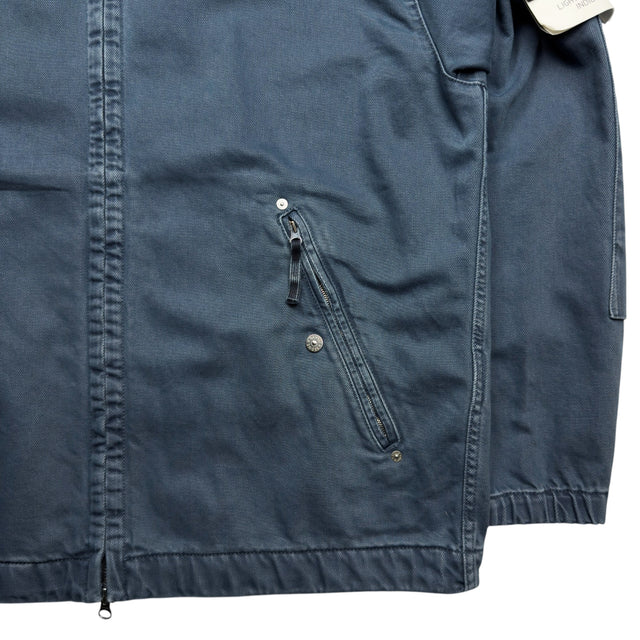 S/S 26 Stone Island Denim Research Light Bull Denim Indigo TC Hooded Jacket - Indigo