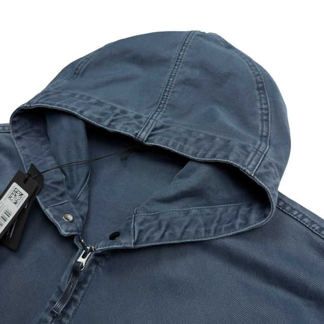 S/S 26 Stone Island Denim Research Light Bull Denim Indigo TC Hooded Jacket - Indigo