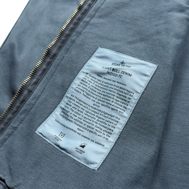 S/S 26 Stone Island Denim Research Light Bull Denim Indigo TC Hooded Jacket - Indigo