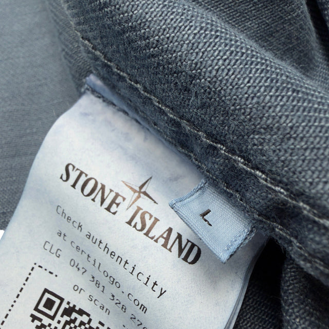 S/S 26 Stone Island Denim Research Light Bull Denim Indigo TC Hooded Jacket - Indigo