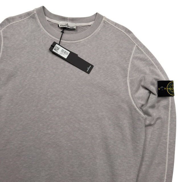 S/S 24 Stone Island Malfilé Fleece ‘OLD’ Treatment Crewneck Sweatshirt - Grey