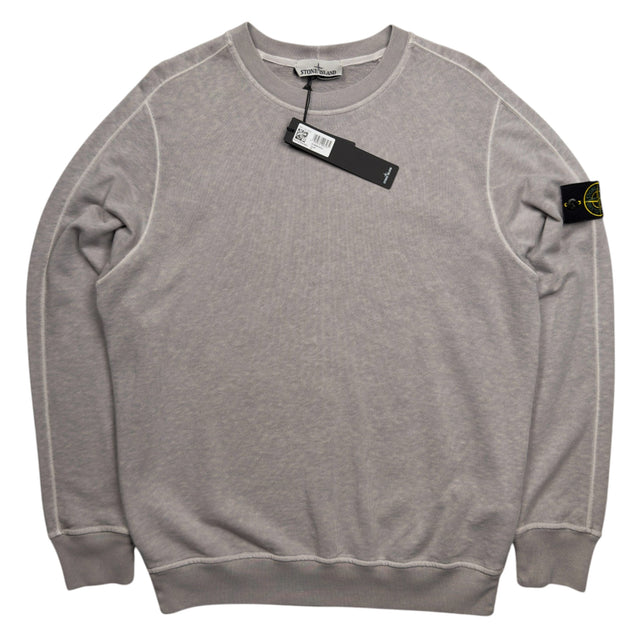 S/S 24 Stone Island Malfilé Fleece ‘OLD’ Treatment Crewneck Sweatshirt - Grey