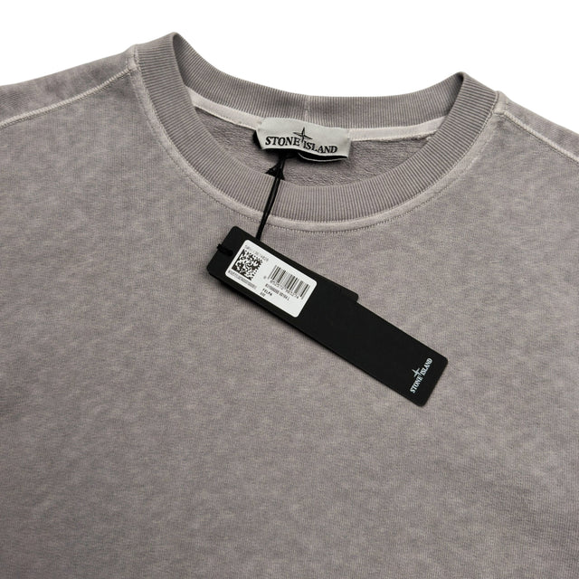 S/S 24 Stone Island Malfilé Fleece ‘OLD’ Treatment Crewneck Sweatshirt - Grey