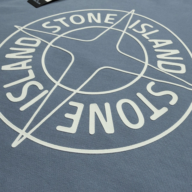 S/S 26 Stone Island Outline Compass Cotton Fleece Sweatshirt - Blue