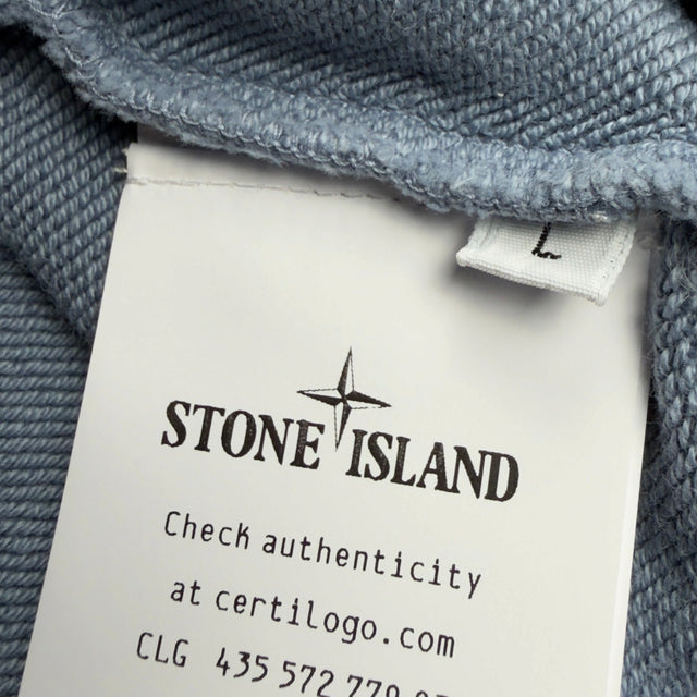S/S 26 Stone Island Outline Compass Cotton Fleece Sweatshirt - Blue