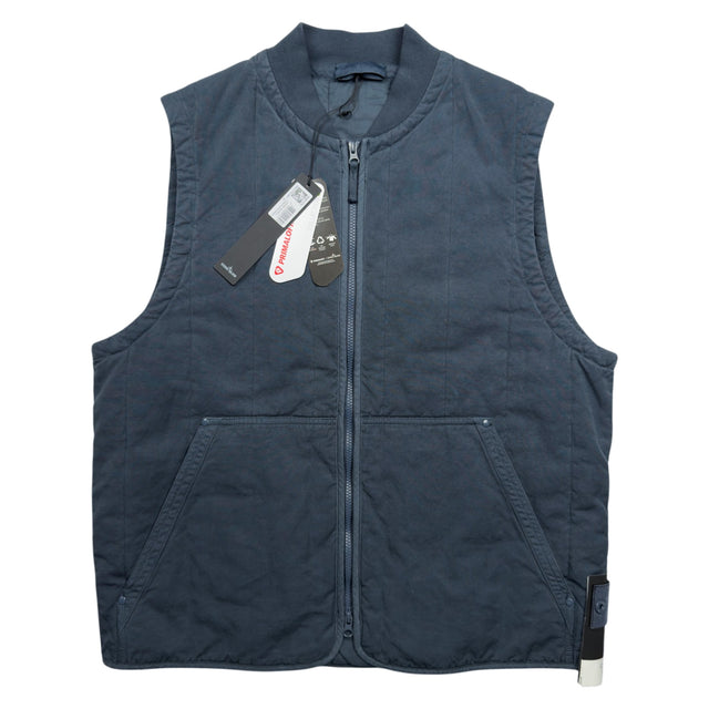 S/S 26 Stone Island Ghost Cotton Linen Quilted TC Primaloft Gilet - Slate Blue