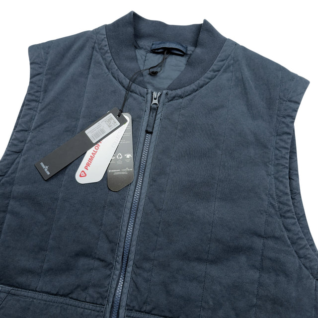 S/S 26 Stone Island Ghost Cotton Linen Quilted TC Primaloft Gilet - Slate Blue