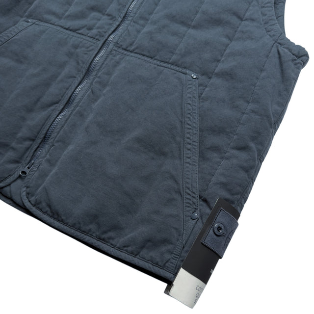 S/S 26 Stone Island Ghost Cotton Linen Quilted TC Primaloft Gilet - Slate Blue