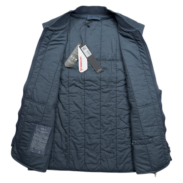 S/S 26 Stone Island Ghost Cotton Linen Quilted TC Primaloft Gilet - Slate Blue
