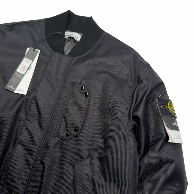 A/W 24 Stone Island Diagonal Nylon Down Bomber Jacket - Black
