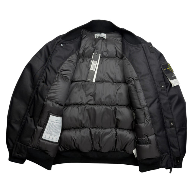A/W 24 Stone Island Diagonal Nylon Down Bomber Jacket - Black