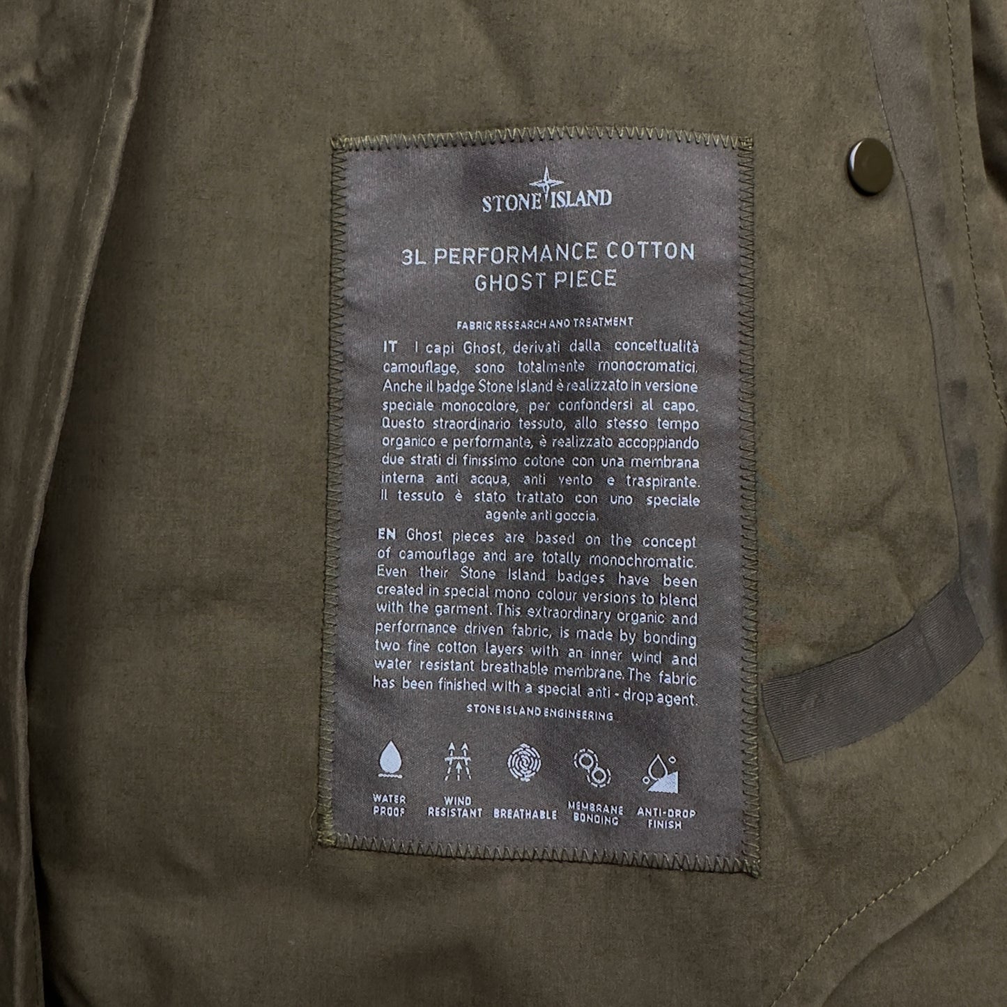 S/S 14 Stone Island 3L Performance Cotton Ghost Hooded Trench Coat