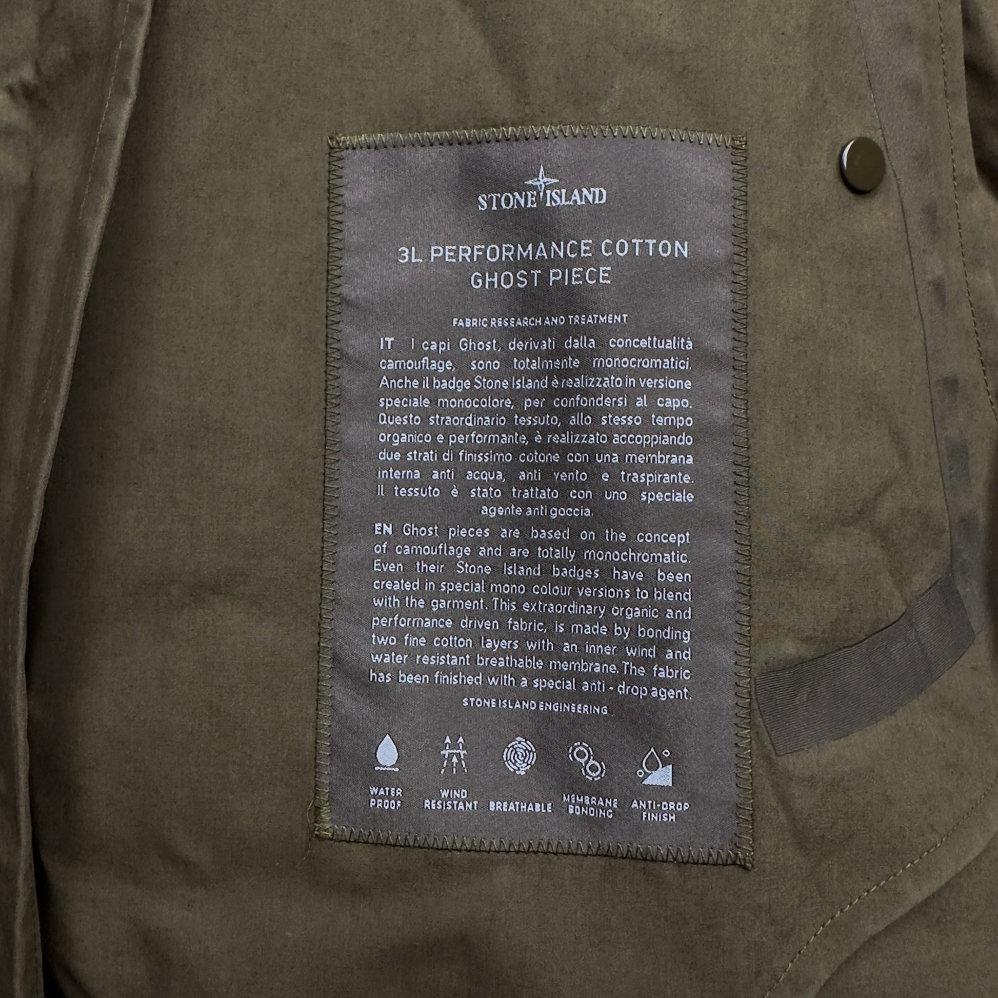 S/S 14 Stone Island 3L Performance Cotton Ghost Hooded Trench Coat