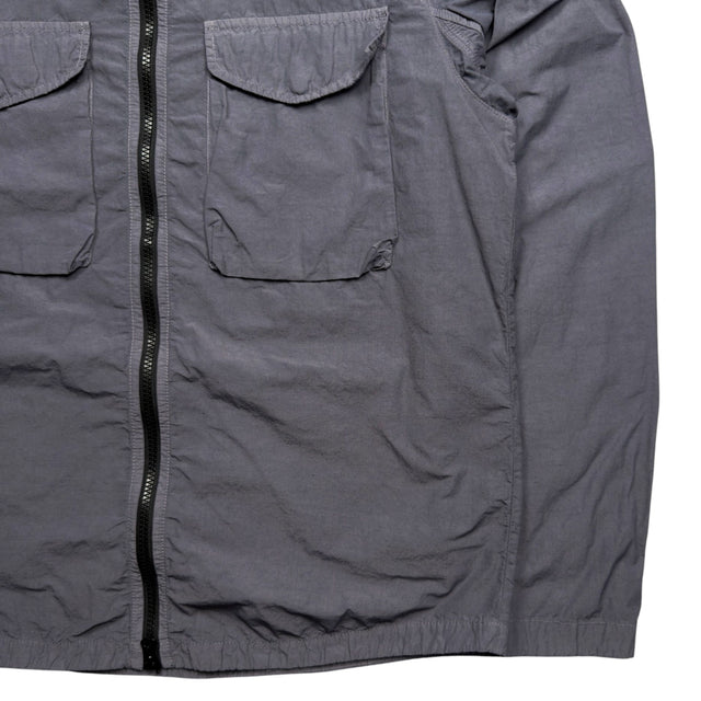 S/S 21 Stone Island Naslan Light Shoulder Badge Hooded Overshirt - Pewter Grey