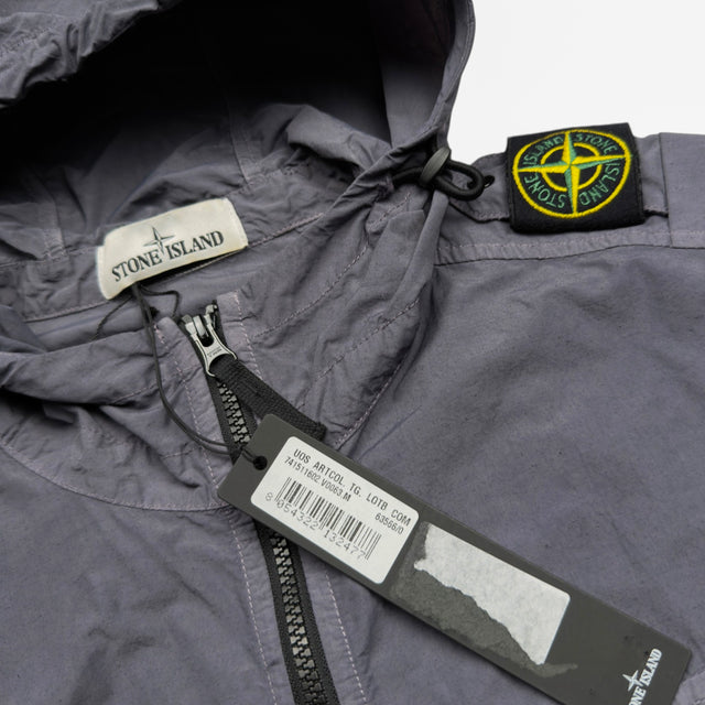 S/S 21 Stone Island Naslan Light Shoulder Badge Hooded Overshirt - Pewter Grey