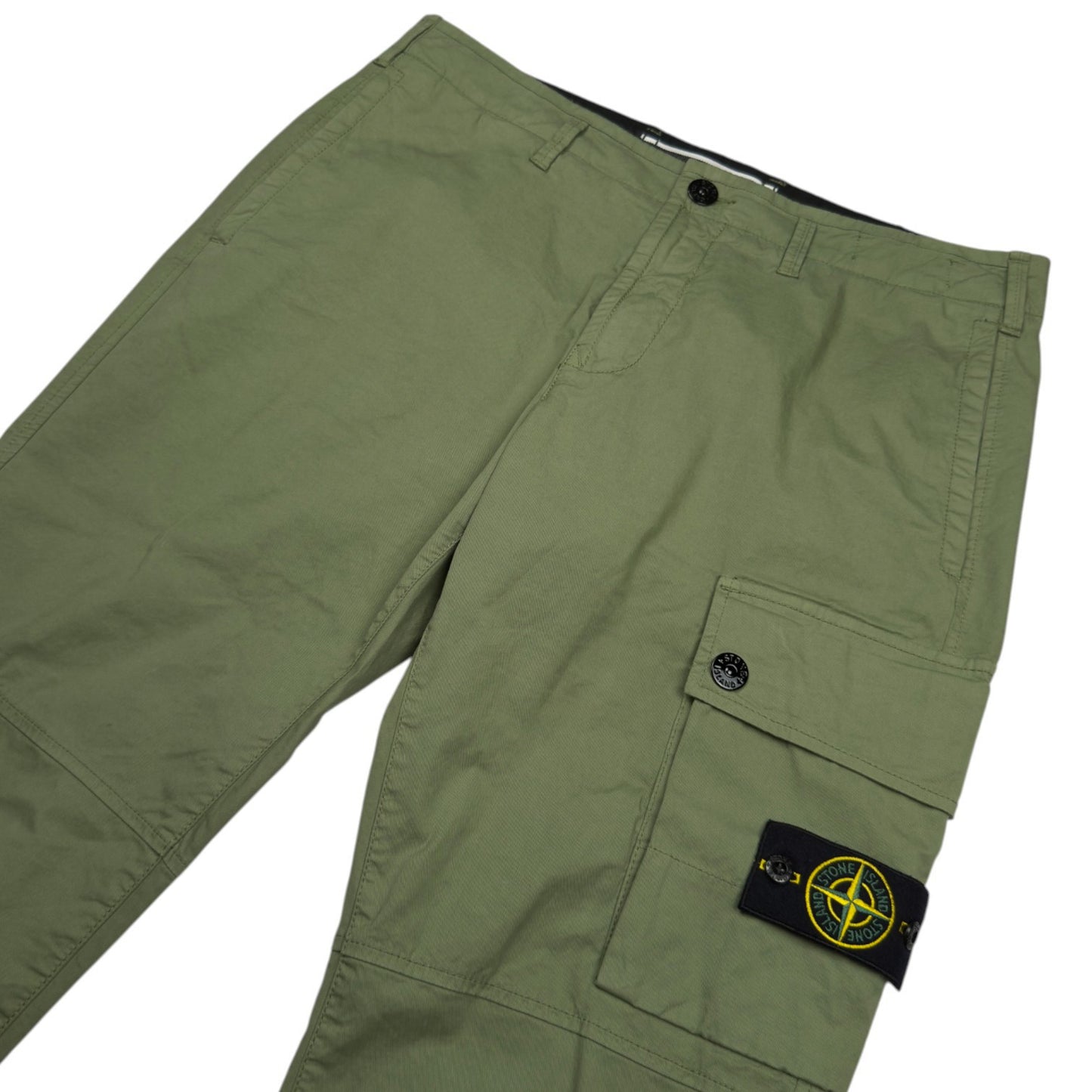 S/S 23 Stone Island Stretch Cotton Cargo Trousers 34 SL - Sage Green