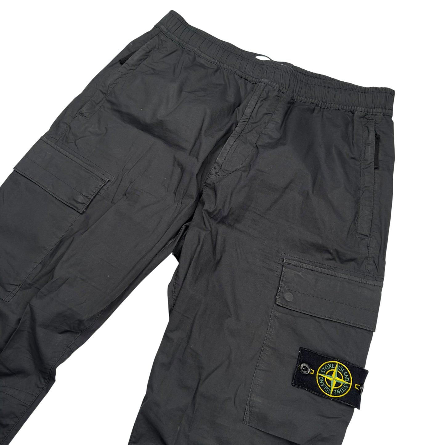 Stone Island Stretch Cotton Cuffed Cargo Trousers - Dark Grey