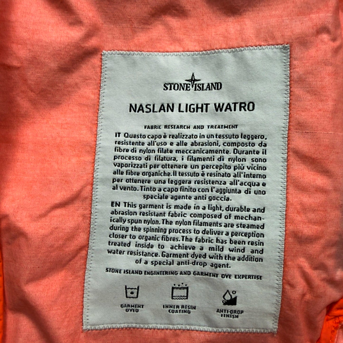 S/S 22 Stone Island Naslan Light Watro Jacket - Orange