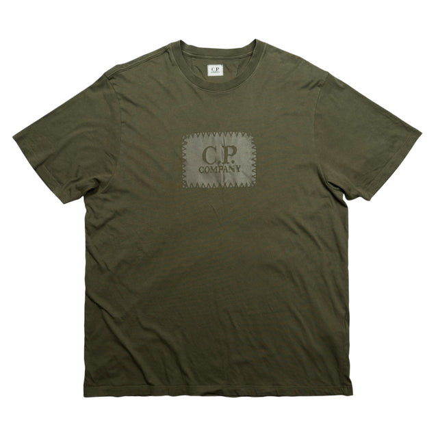 A/W 24 C.P. Company Big Stitch Logo Print T-Shirt - Dark Green