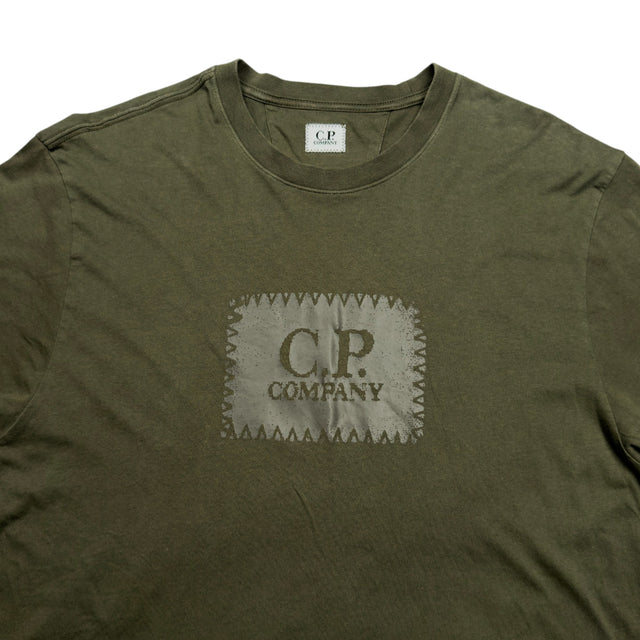 A/W 24 C.P. Company Big Stitch Logo Print T-Shirt - Dark Green