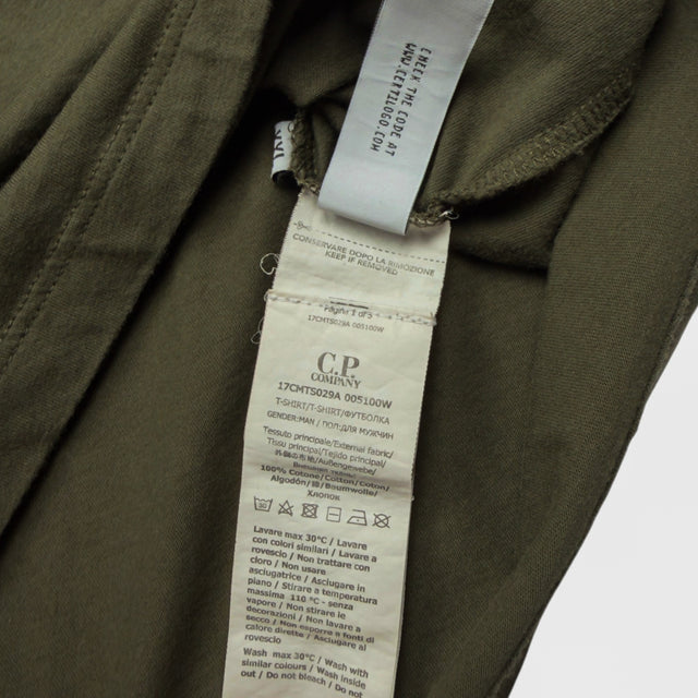 A/W 24 C.P. Company Big Stitch Logo Print T-Shirt - Dark Green