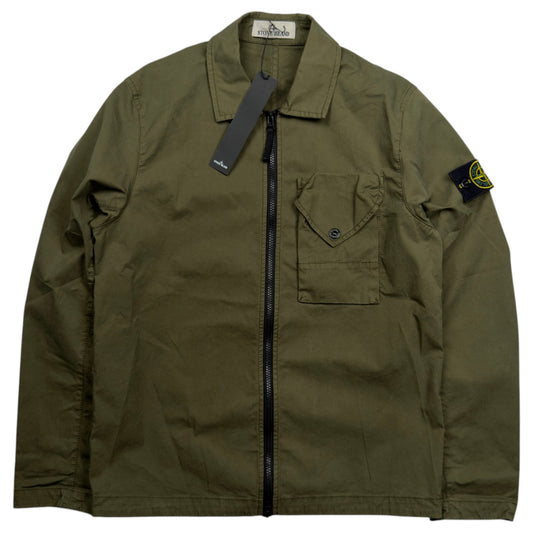 A/W 23 Stone Island Cotton Pocket Overshirt Jacket - Khaki Green