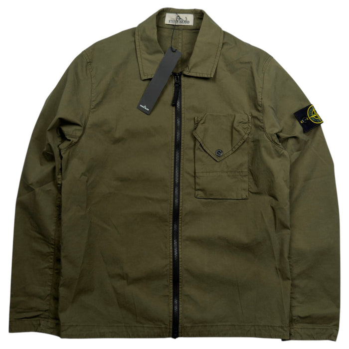 A/W 23 Stone Island Cotton Pocket Overshirt Jacket - Khaki Green