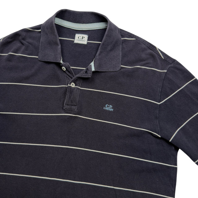 C.P. Company Striped Piqué Polo Shirt - Navy