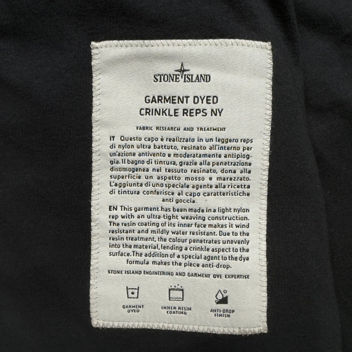 S/S 20 Stone Island Crinkle Reps Jacket - Black