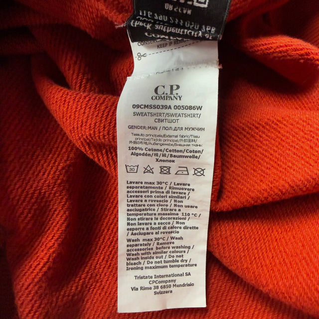 C.P. Company Diagonal Raised Fleece Crewneck Sweater - Orange