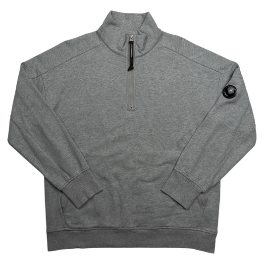 C.P. Company Diagonal Raised Fleece Quarter Zip Sweater - Grey