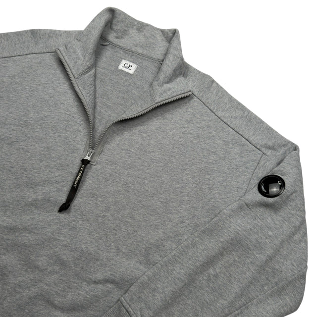 C.P. Company Diagonal Raised Fleece Quarter Zip Sweater - Grey