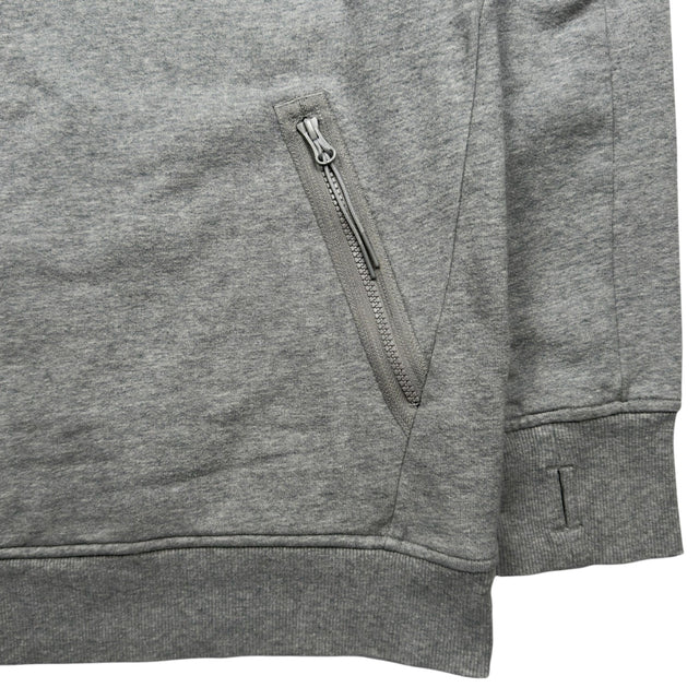 C.P. Company Diagonal Raised Fleece Quarter Zip Sweater - Grey