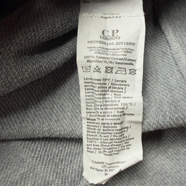 C.P. Company Diagonal Raised Fleece Quarter Zip Sweater - Grey