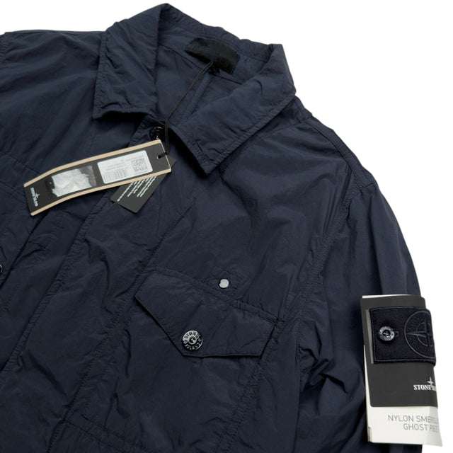 S/S 25 Stone Island Nylon Smerigliato Ghost Piece Field Jacket - Navy