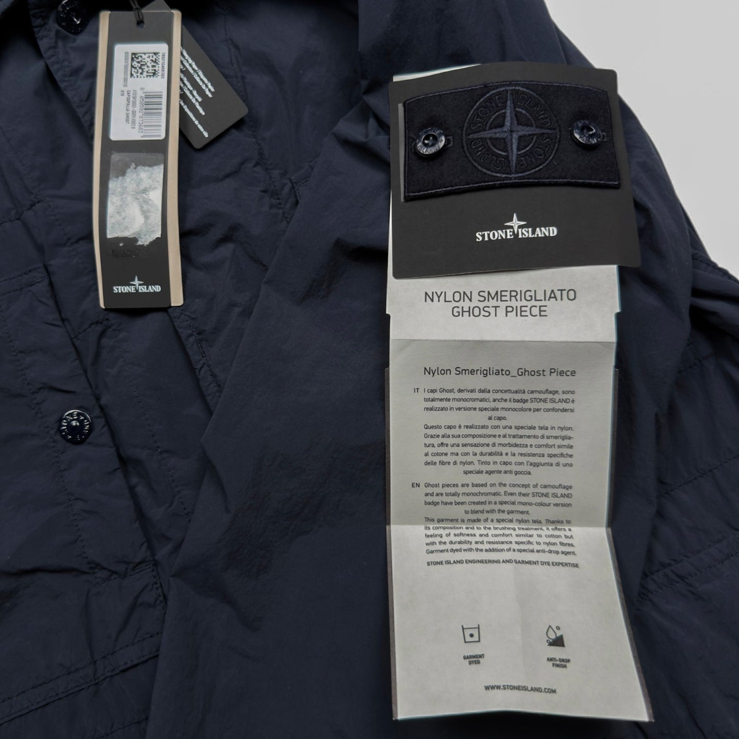 S/S 25 Stone Island Nylon Smerigliato Ghost Piece Field Jacket - Navy