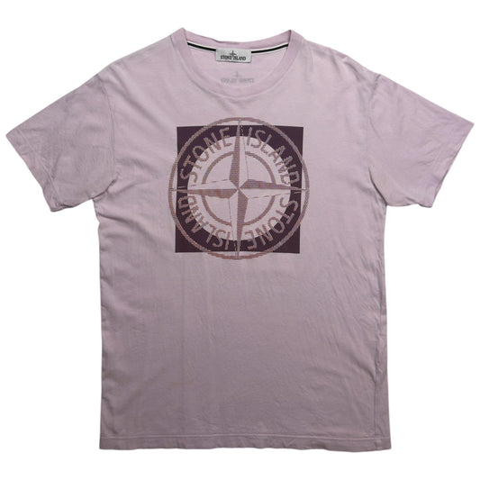 S/S 22 Stone Island Tricromia Two Print T-Shirt - Light Pink