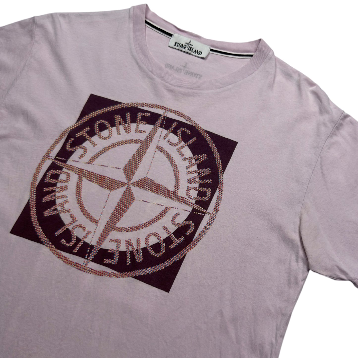 S/S 22 Stone Island Tricromia Two Print T-Shirt - Light Pink