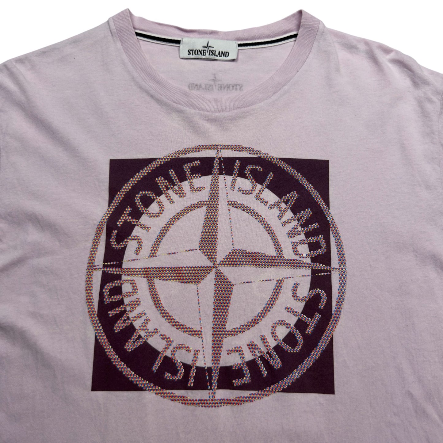 S/S 22 Stone Island Tricromia Two Print T-Shirt - Light Pink