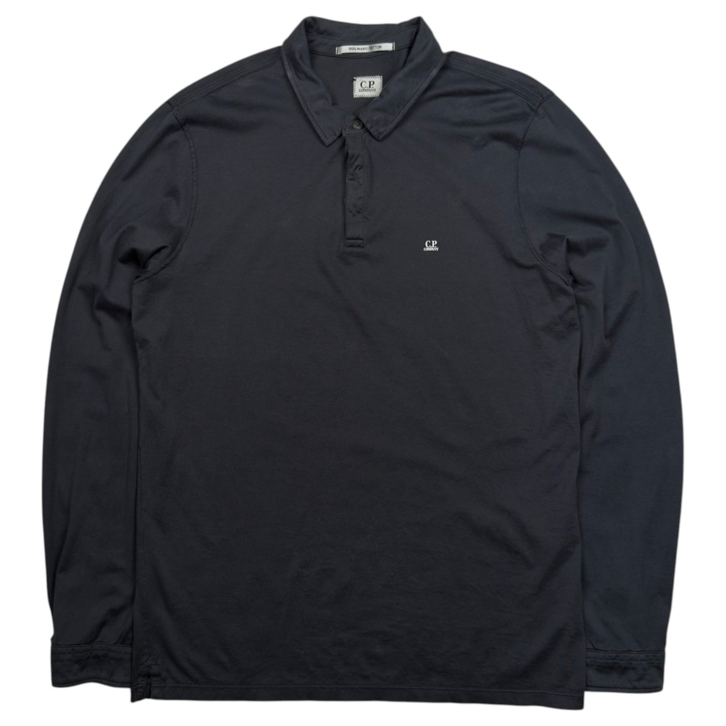 C.P. Company Mako Cotton Long Sleeve Polo Shirt - Dark Grey