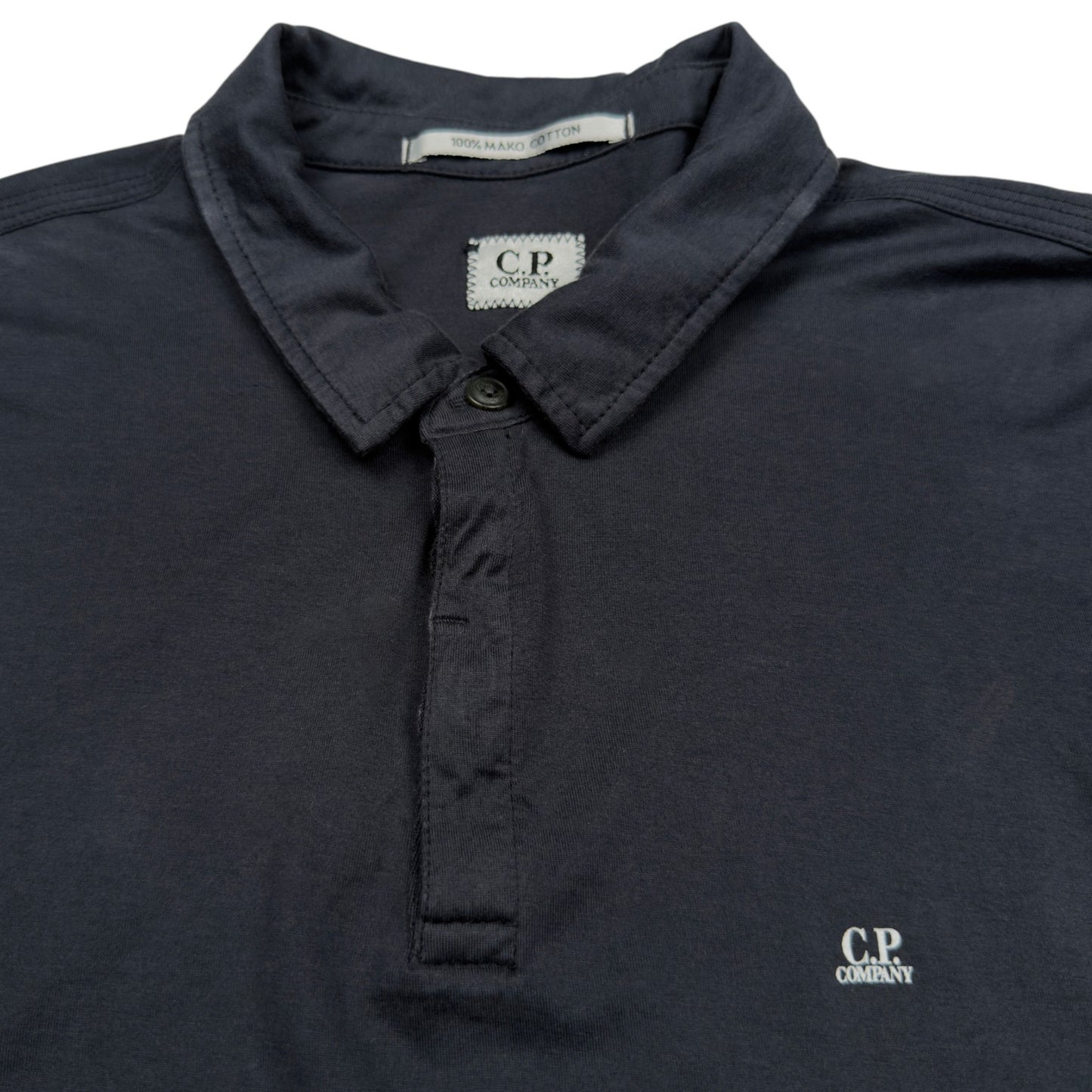 C.P. Company Mako Cotton Long Sleeve Polo Shirt - Dark Grey