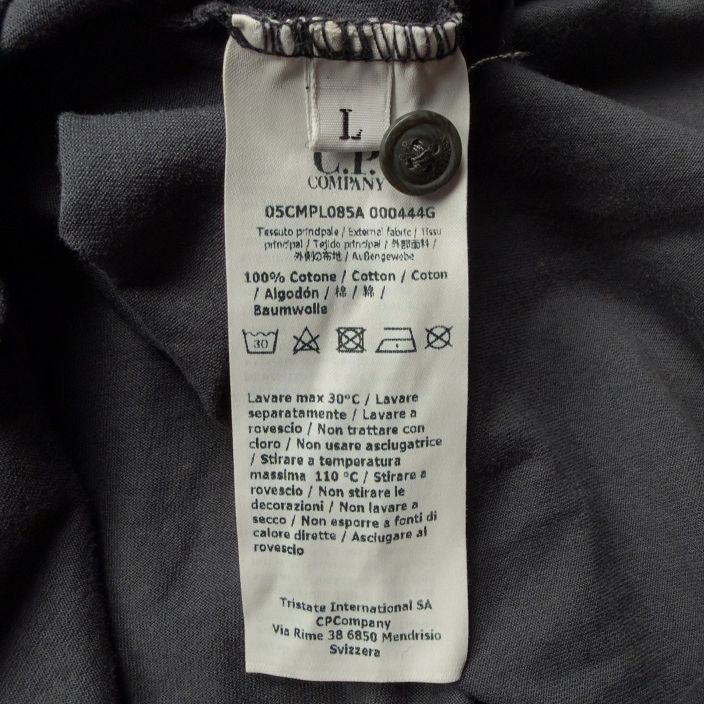 C.P. Company Mako Cotton Long Sleeve Polo Shirt - Dark Grey