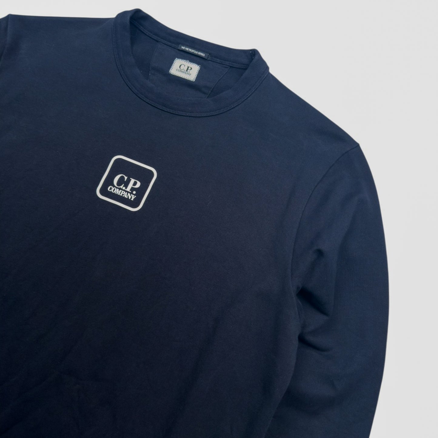 C.P. Company Metropolis Printed Stretch Fleece Crewneck Sweater - Navy