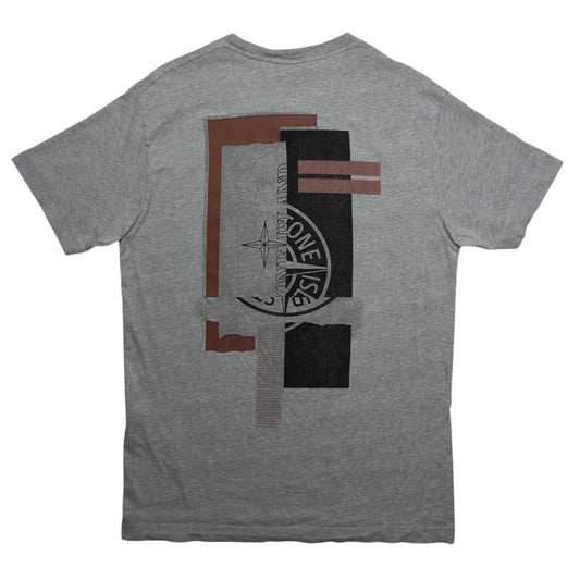 A/W 21 Stone Island 'Mixed Media Two' Back Print T-Shirt - Grey