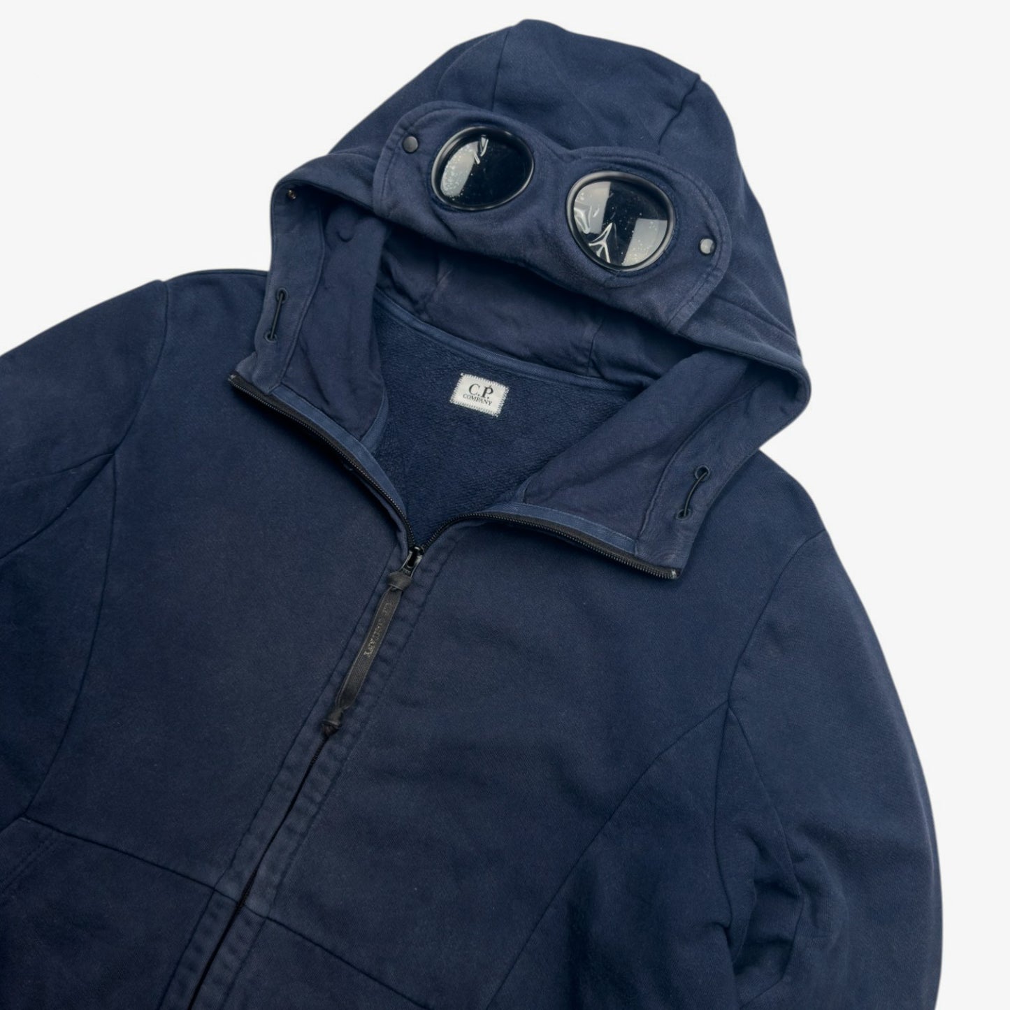 C.P. Company Diagonal Raised Fleece Goggle Full Zip - Navy