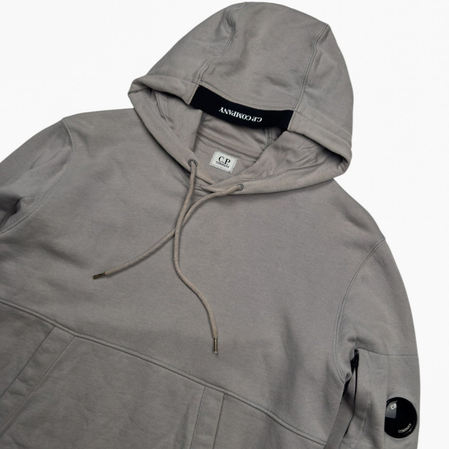 C.P. Company Diagonal Raised Fleece Hoodie - Taupe Grey