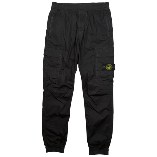 Stone Island Stretch Cotton Cuffed Cargo Trousers - Black